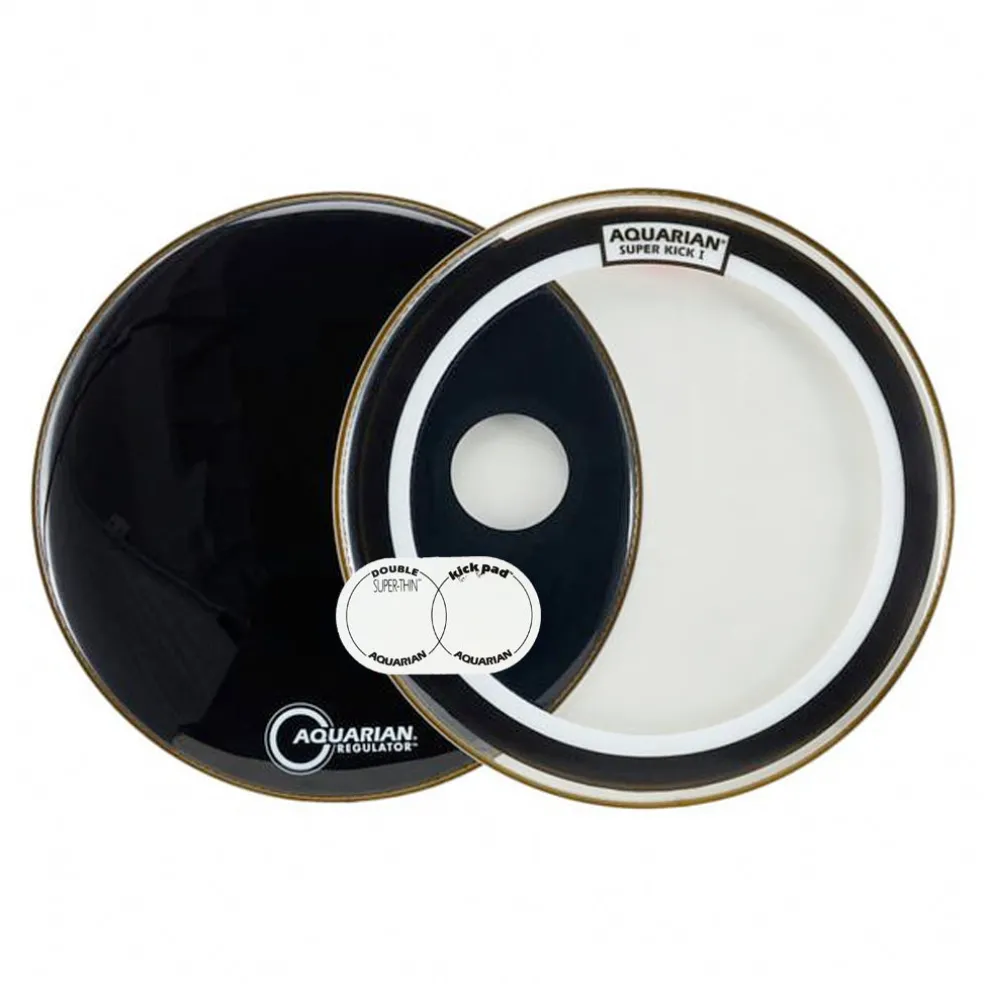 Aquarian SKP22BK 22" Super Kick 1 w/Black Regulator Front Head