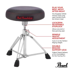 Pearl D1500 15" Vented Round Red Cloth Drum Throne