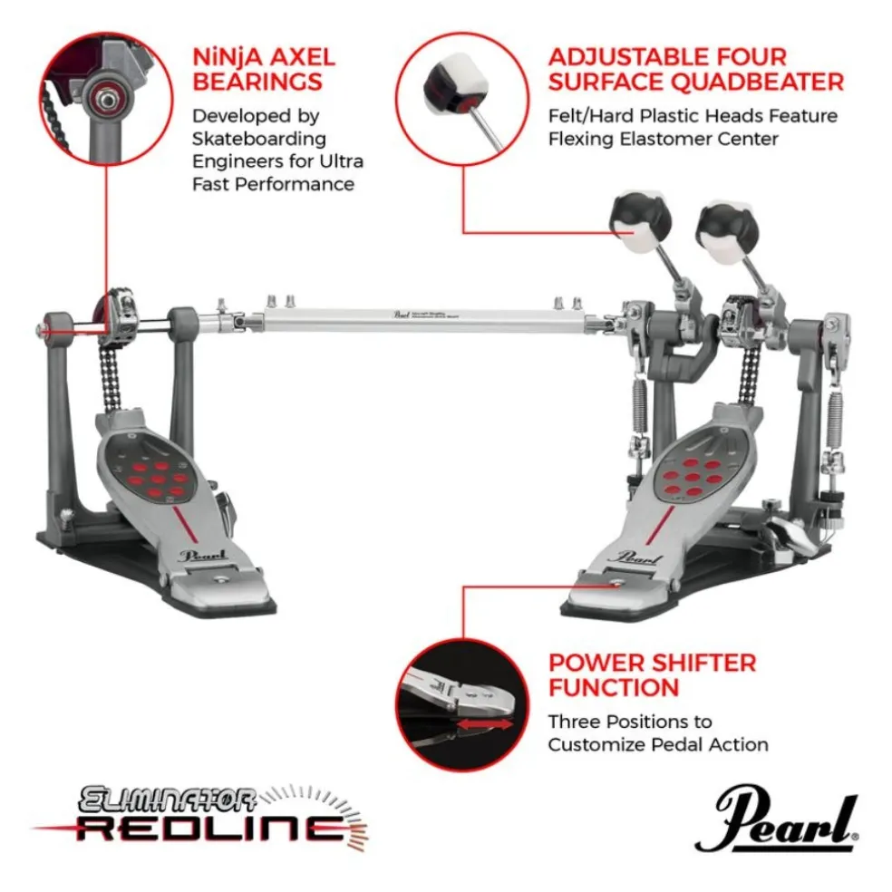 Pearl Eliminator Twin Pedal Chain Drive w/ Case
