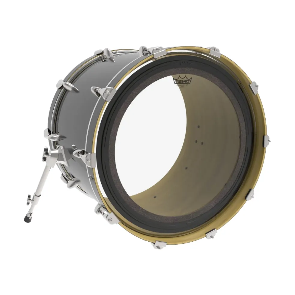 Remo SMT Ambassador Clear 24" Bass Drum. Includes 21⁄2" Falam Patch