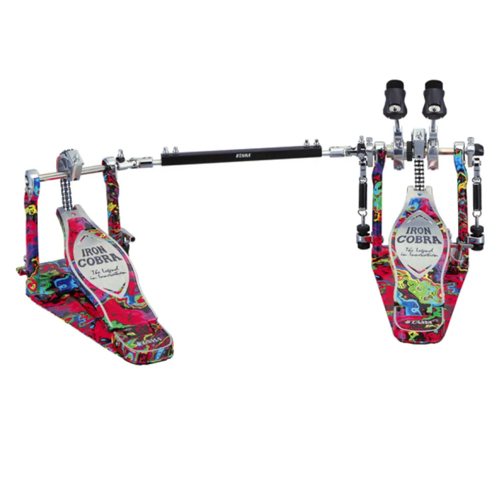 Tama 50th Anniversary Limited Iron Cobra Power Glide Twin Pedal - Marble Psychedelic Rainbow